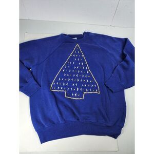 LEE Christmas Sweatshirt Size XL Vintage Christmas Tree Made In USA Warm Sweater